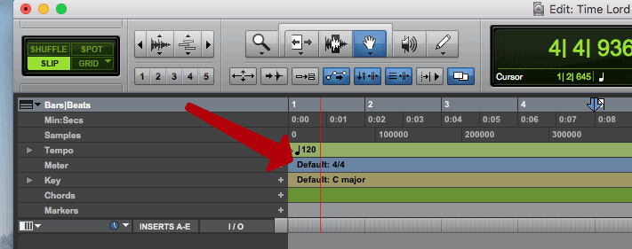 4/4 default time signature in pro tools