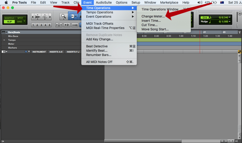 changing time signatures in pro tools