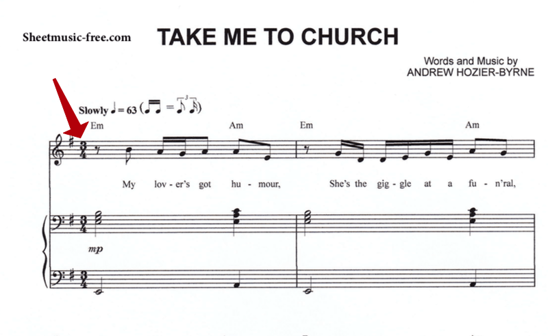 take me to church notation and time signature