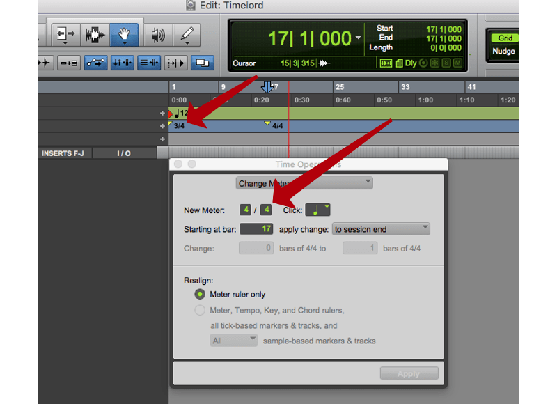 changing meter in pro tools