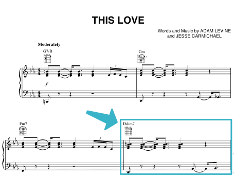 this love maroon five diminished chord