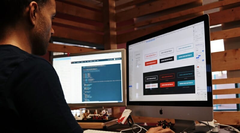 developer designing a homepage