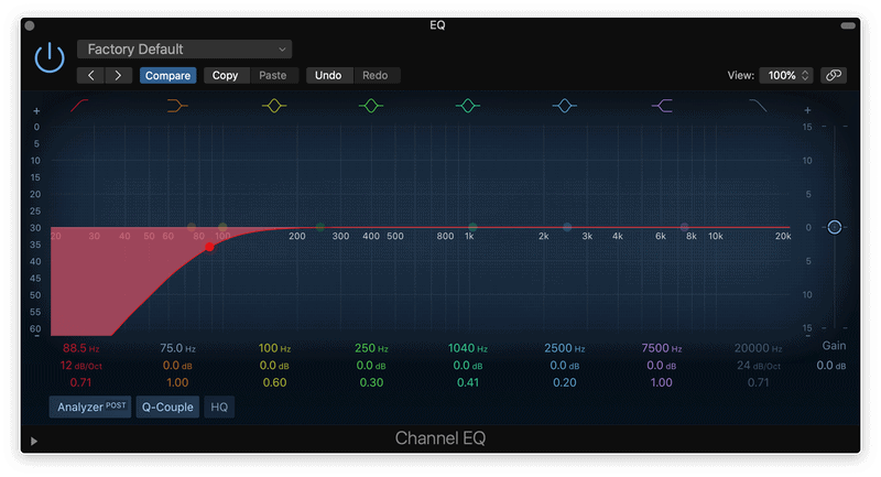 logic pro eq high pass filter