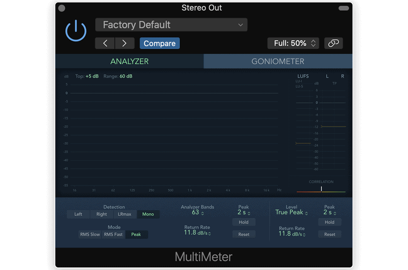 logic true peak meter